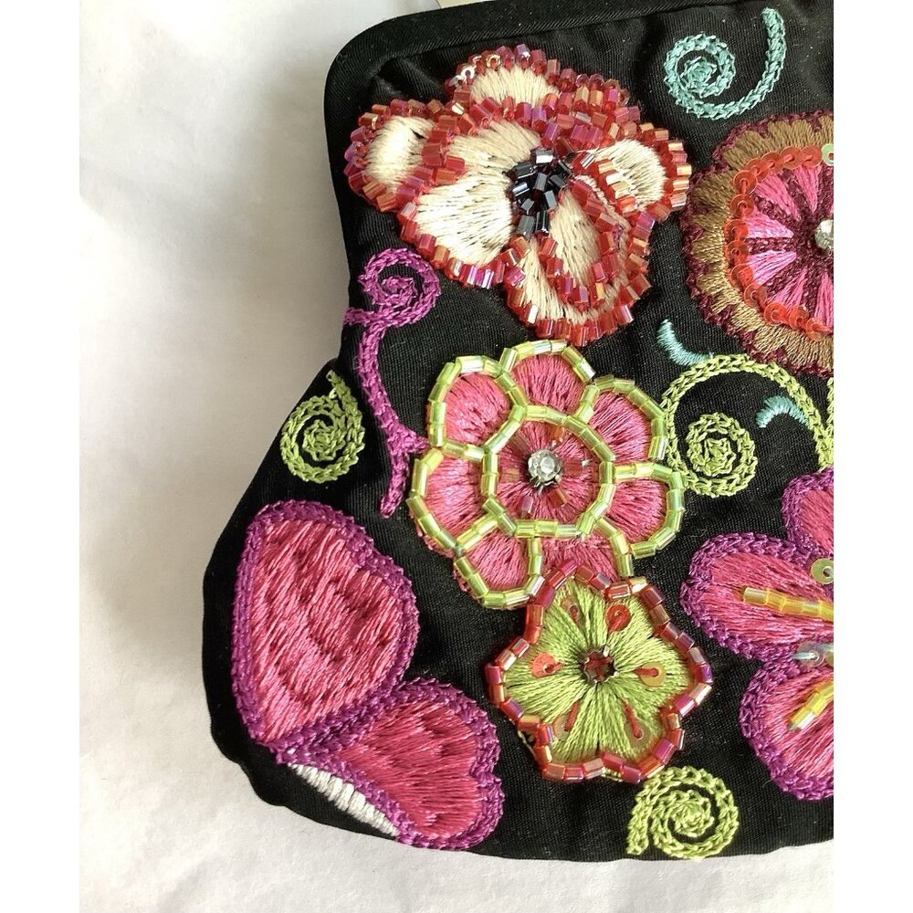 Vera Bradley 25th Anniversary Small Beaded Purse Floral Embroidery Kiss Lock - Picture 3 of 8